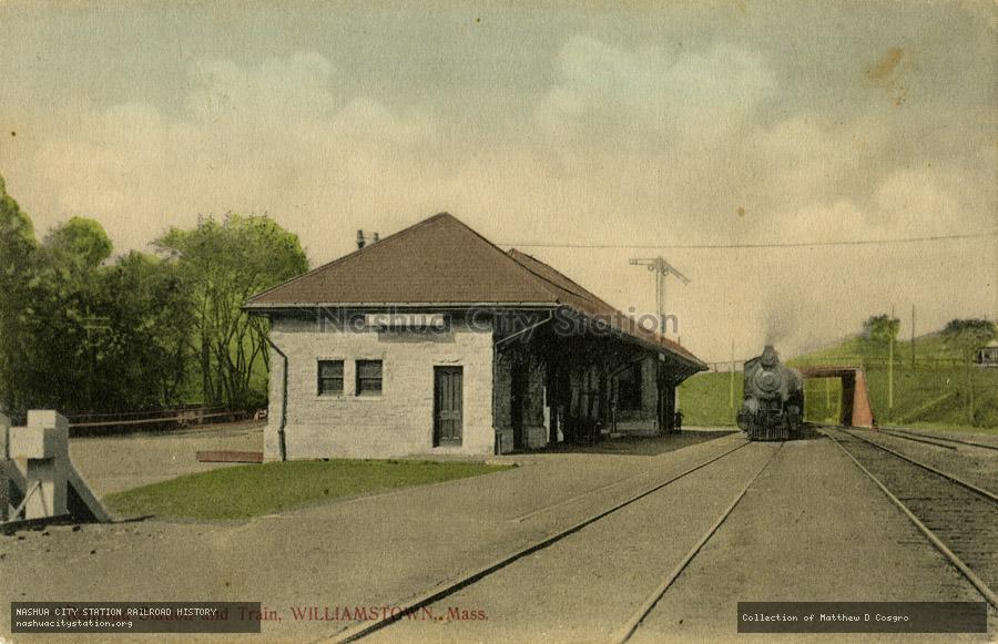 Postcard: Railroad Station and Train, Williamstown, Massachusetts